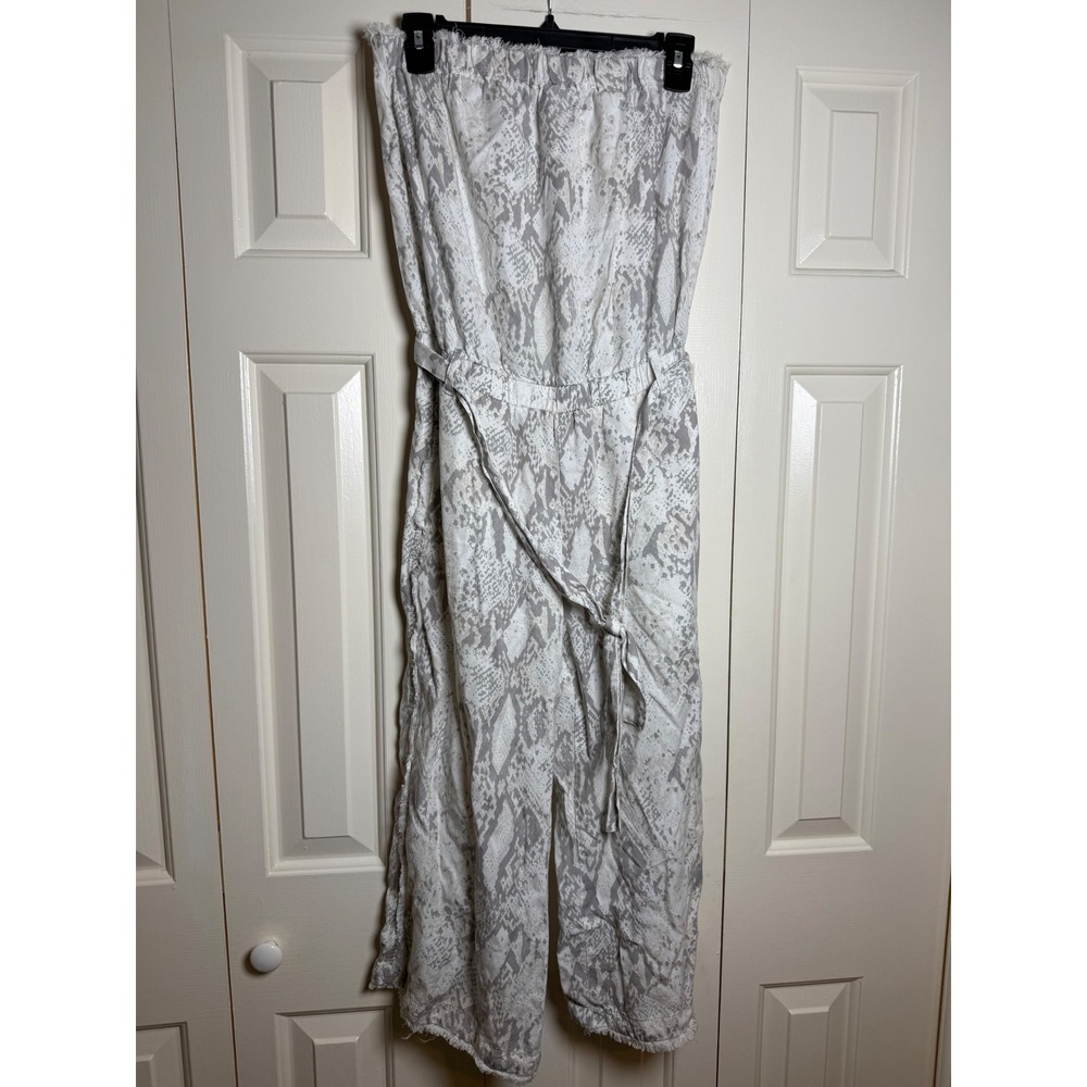 Vintage Havana Snakeskin Strapless Tencel Jumpsuit Grey White Small